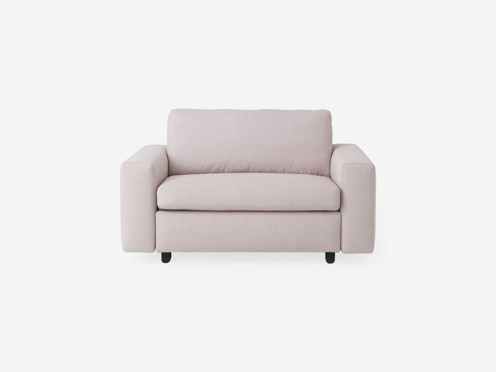 Front view of the Reva modern sleeper sofa in beige fabric