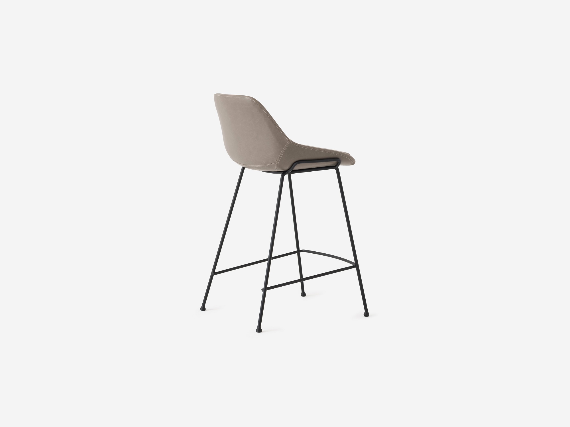 Back angled view of the Nixon counter stool in grey leather