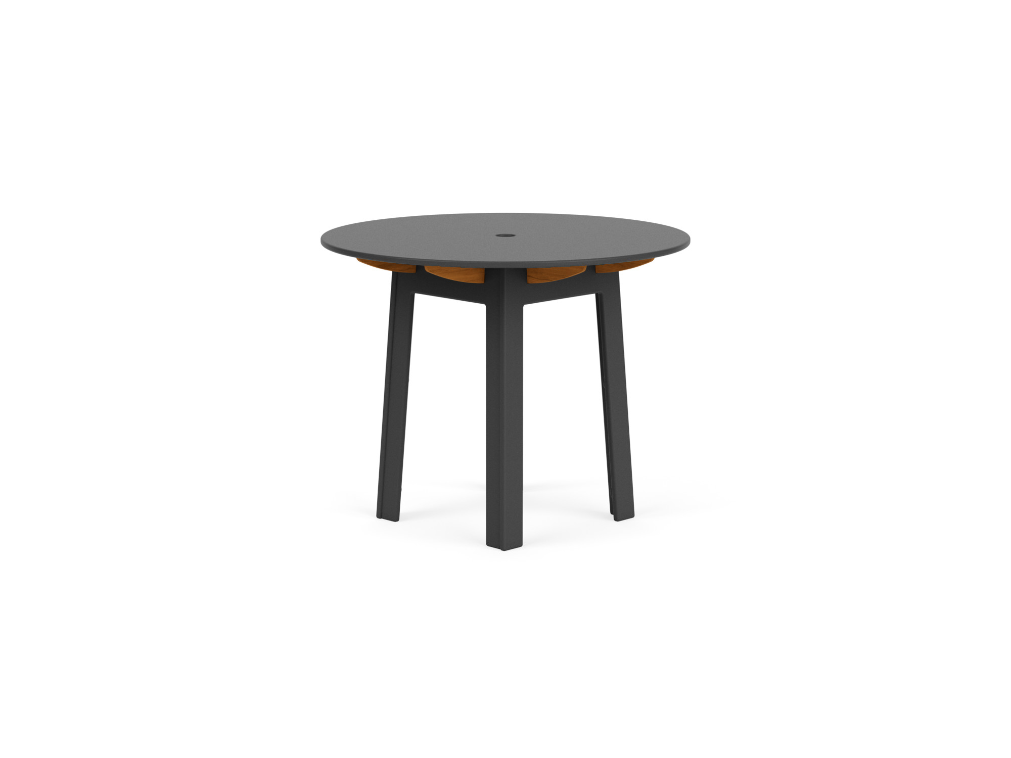 Patio dinette table in black recycled plastic front view