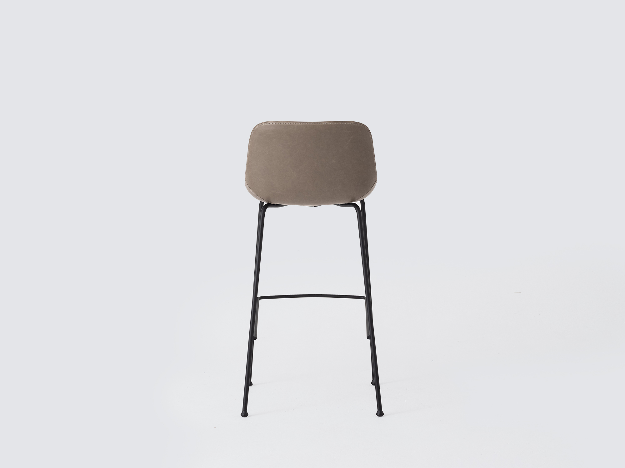 Back view of the Oles counter height bat stool with grey leather seat