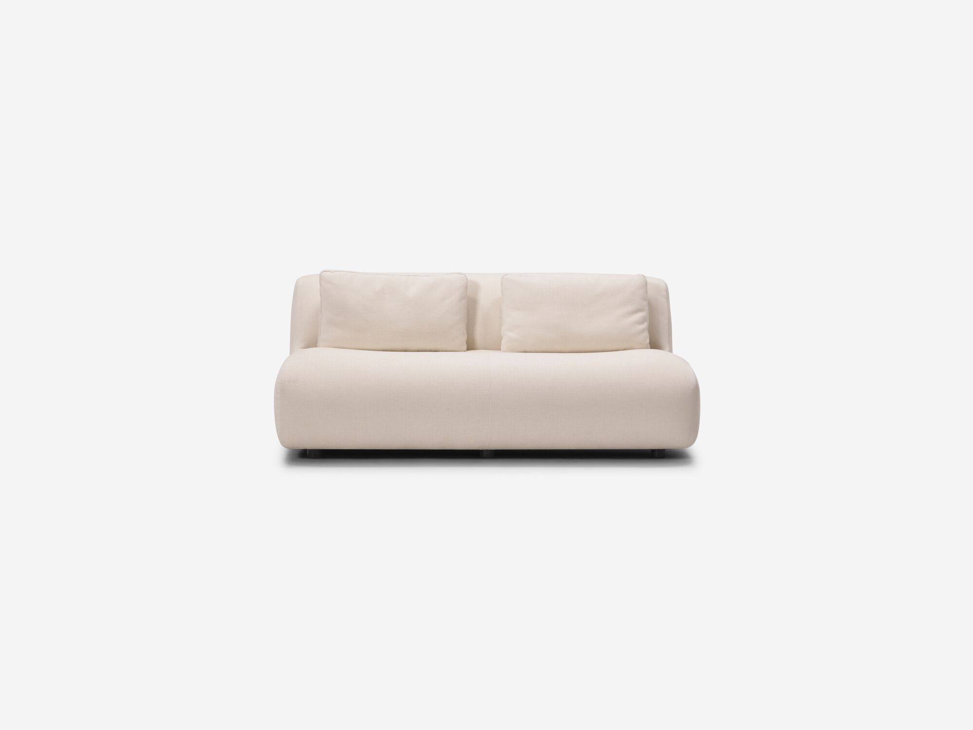 Front view of beige armless loveseat