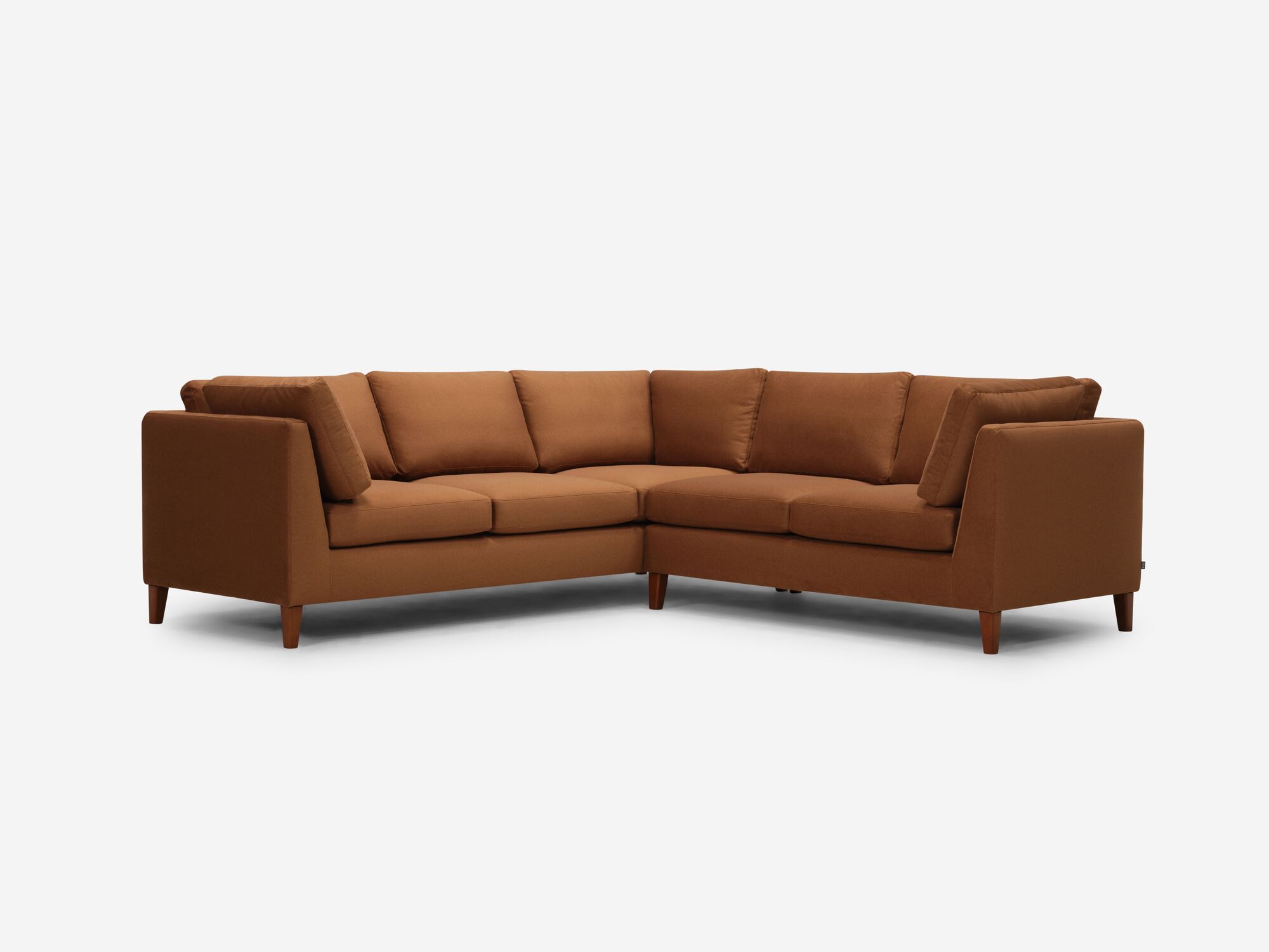 Angled view of the Salema l shape sofa in gray fabric