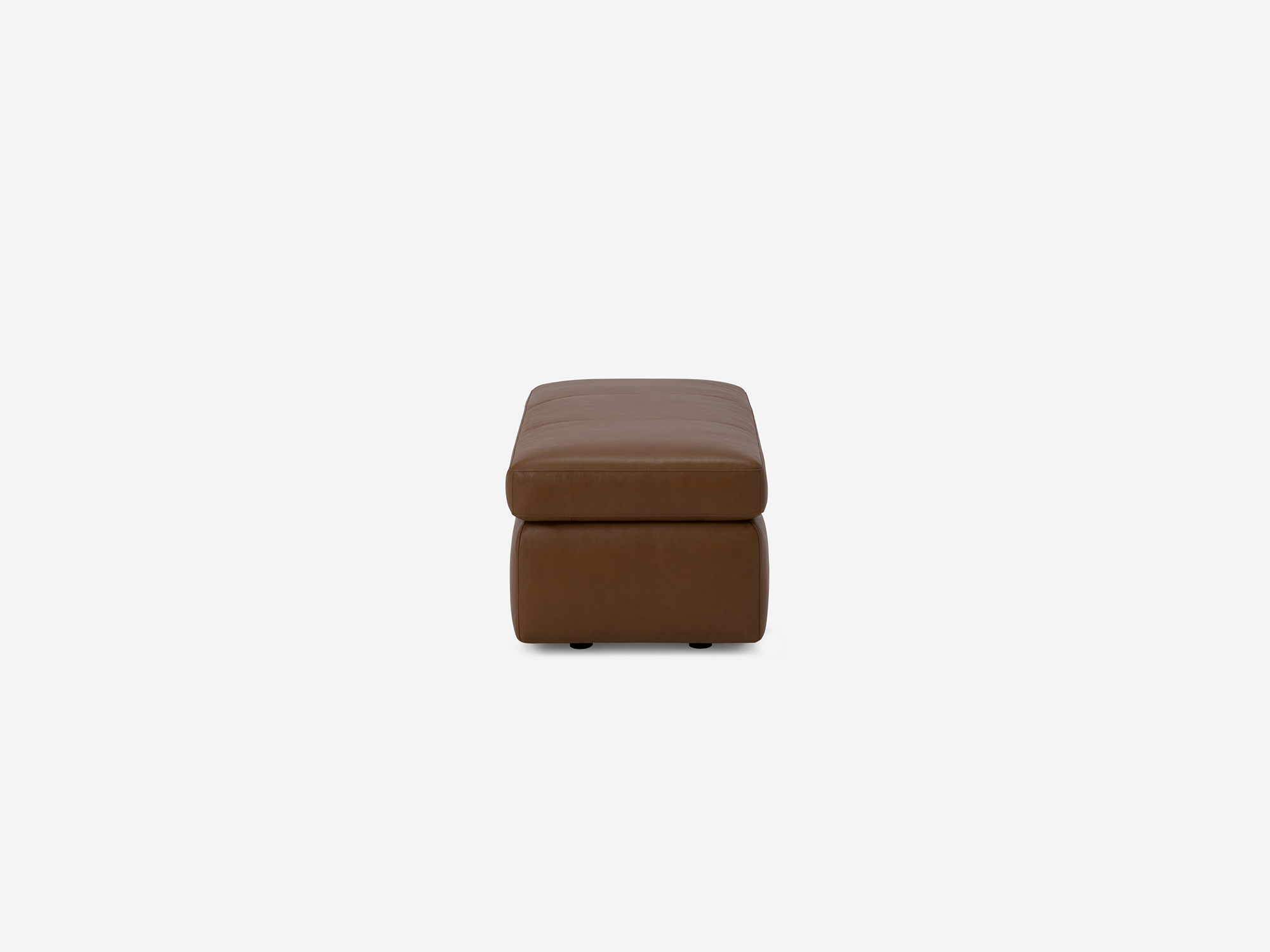 Side view of the Cello small leather storage bench ottoman