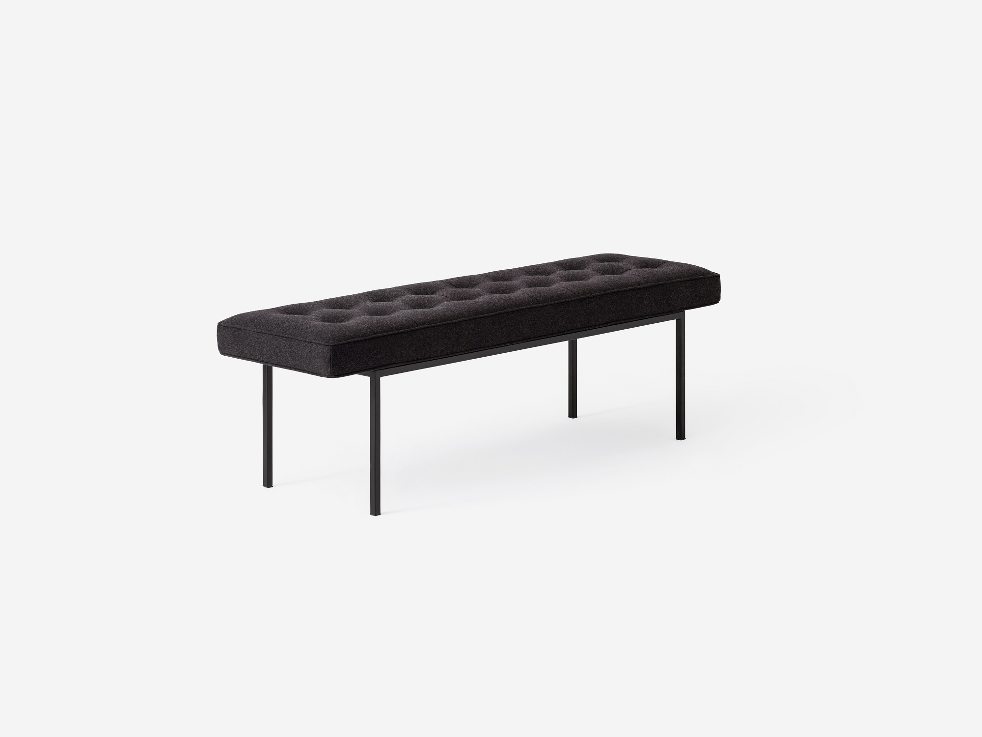 Angled view of the Bank mid century daybed in black fabric