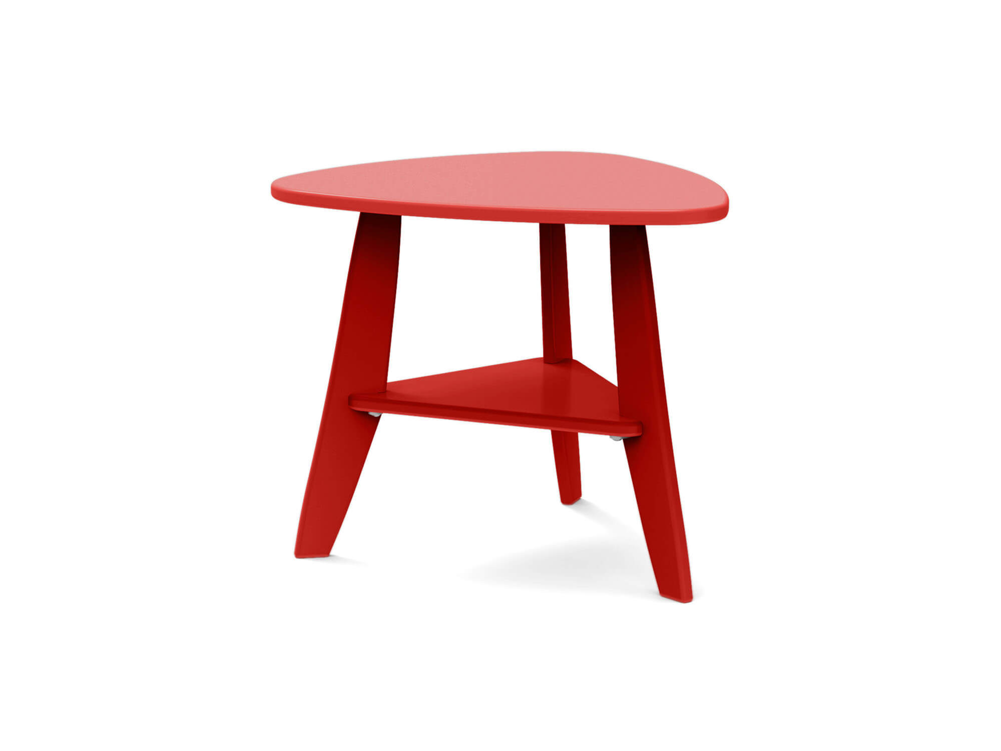 Rapson outdoor side table in apple red side view