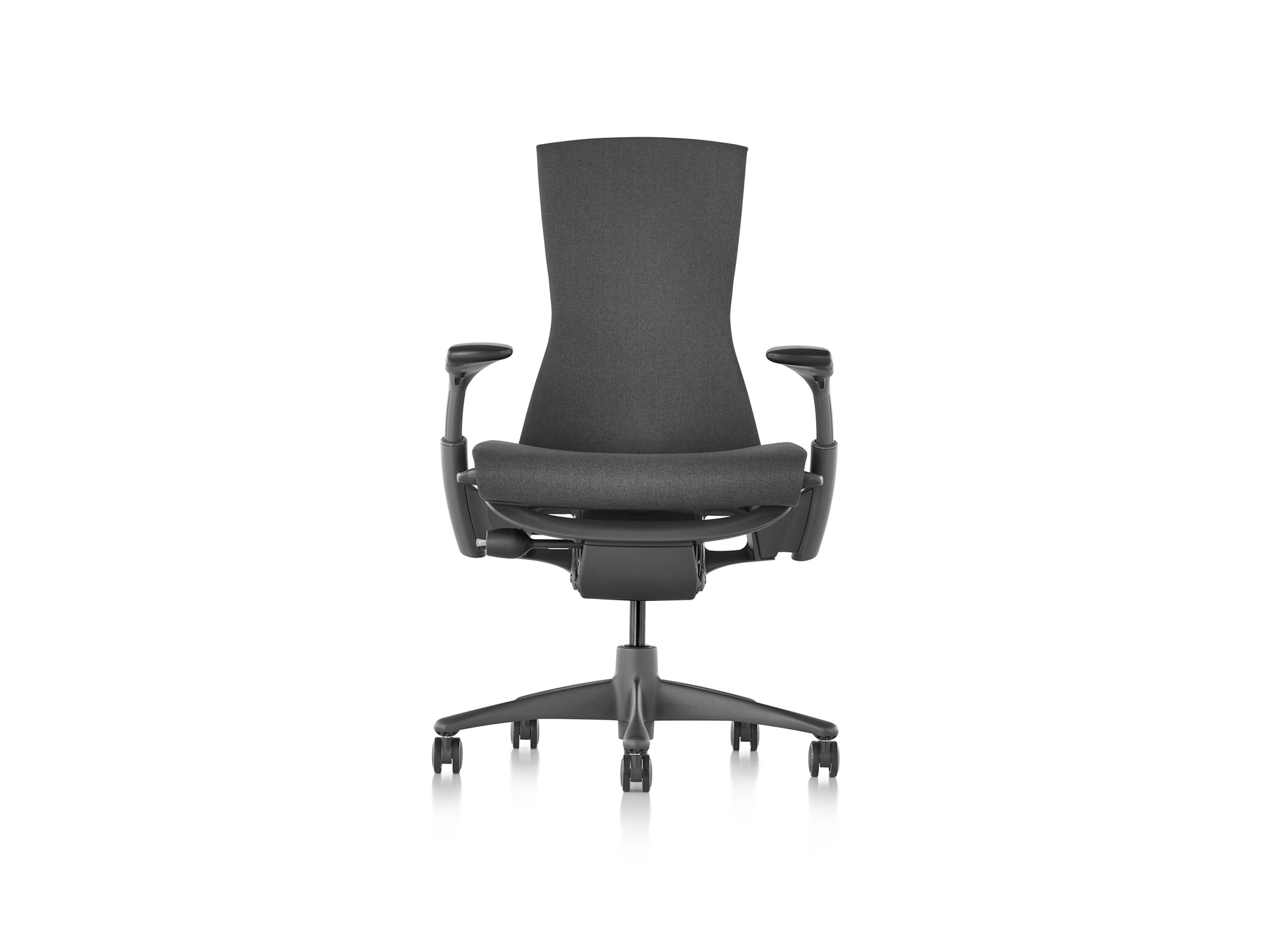 Front view of Herman Miller Embody office chair in Medley Cinder