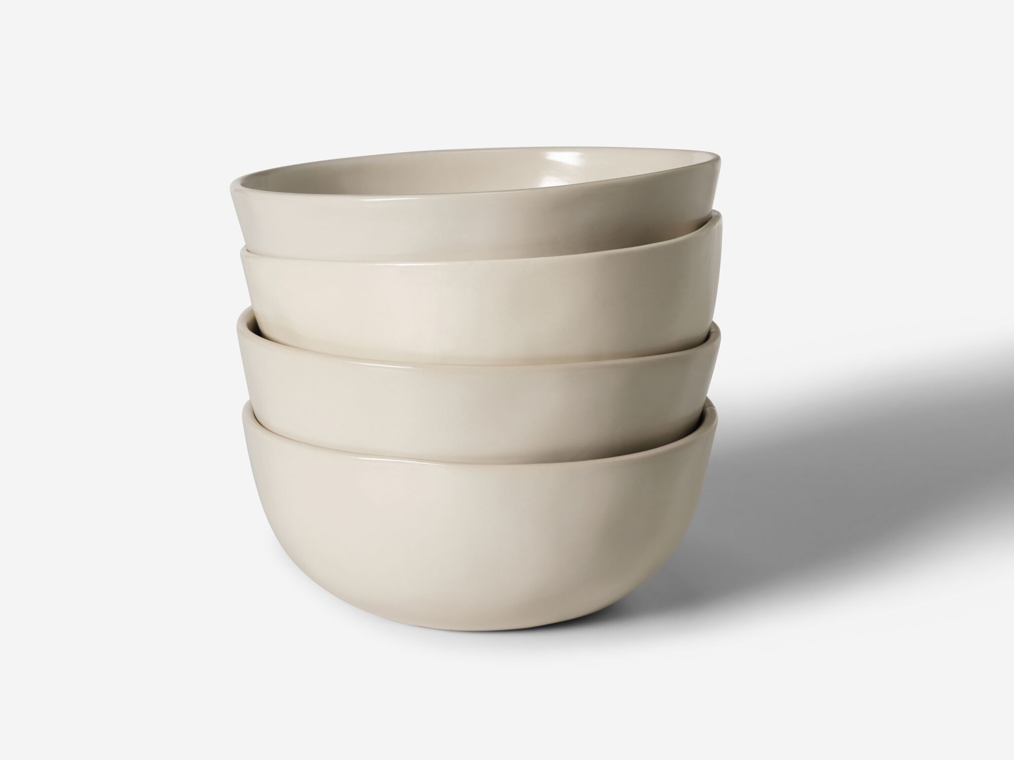 Front view of stoneware salad bowls