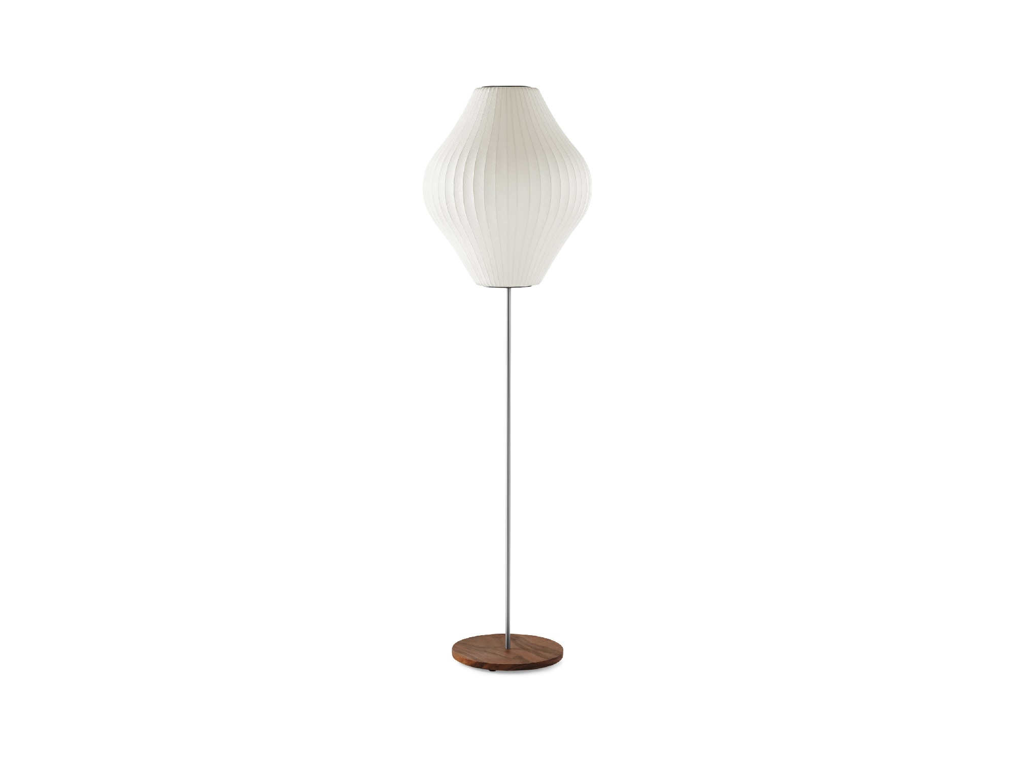 Front view of the medium Nelson Pear Lotus Floor Lamp in Walnut