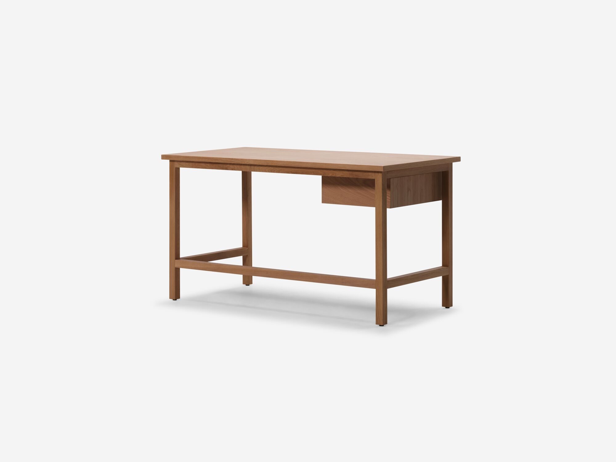 Oak desk with right side drawer back angle view