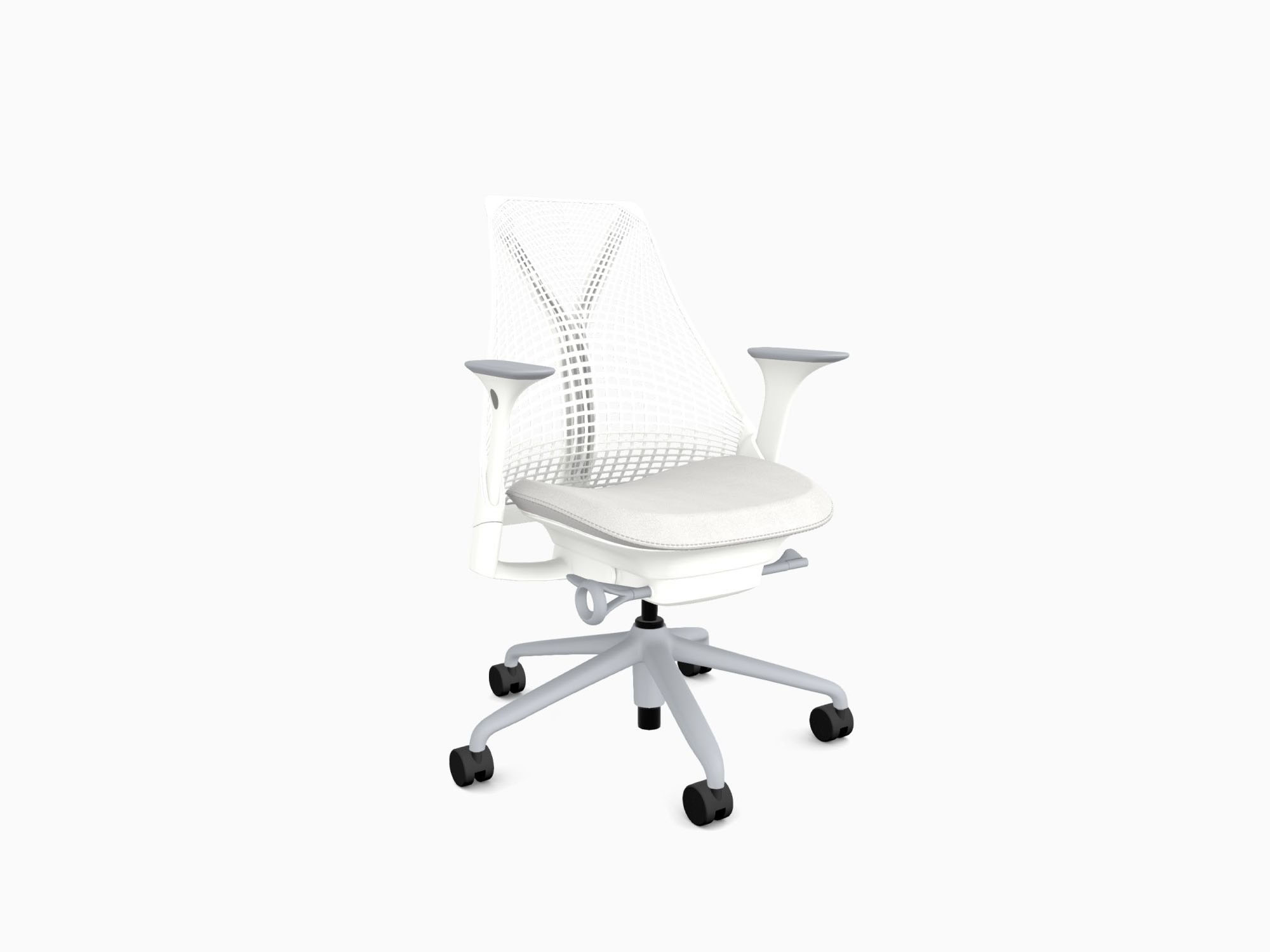 Herman Miller office chair with fog base in crepe mineral front angle view