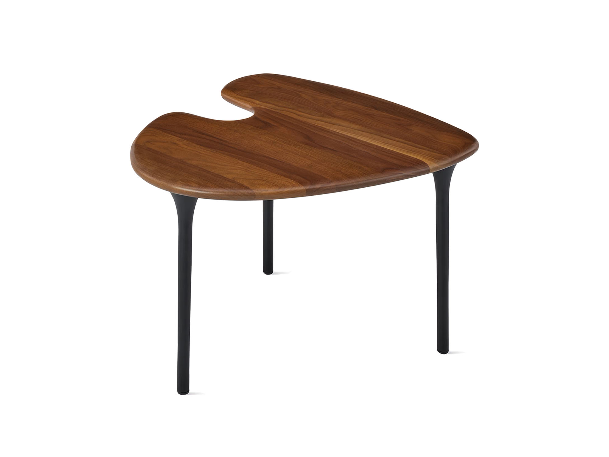 Front angle view of mid walnut topped accent table
