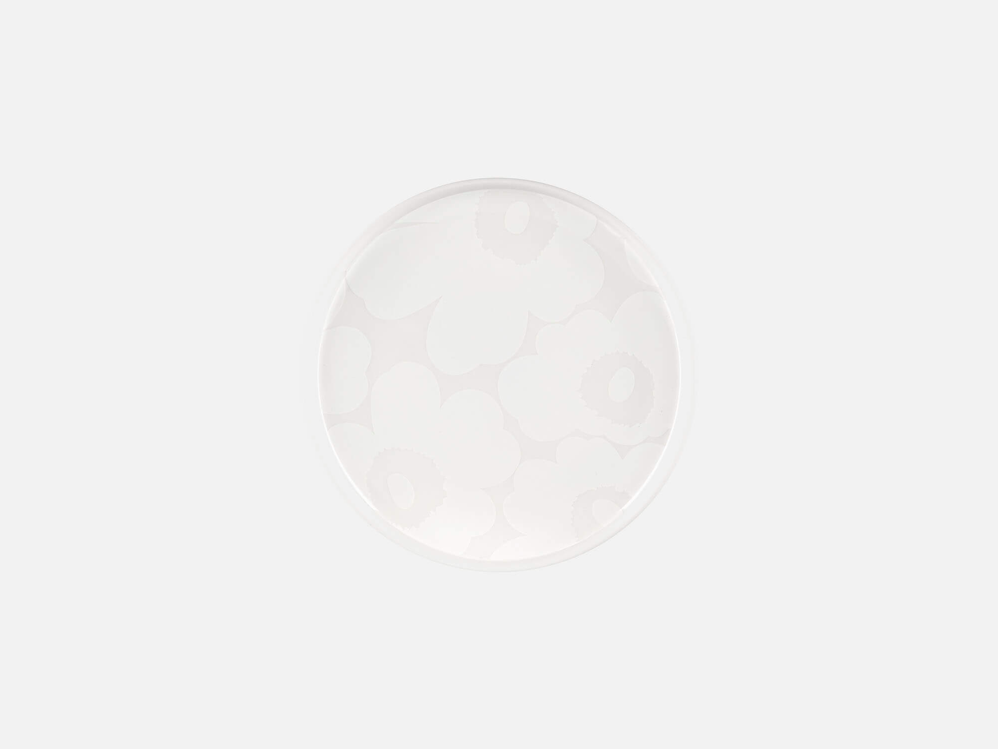 Top view of Marimekko Oiva Unikko plate in white