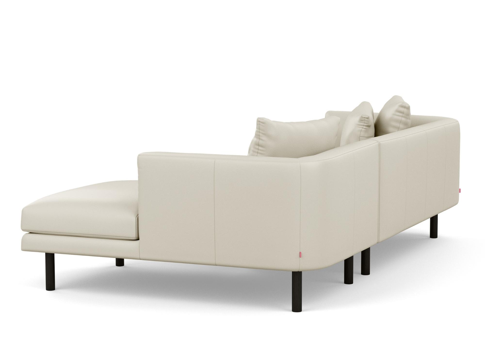 Back view of the Replay 2-piece modular sofa in pale gray fabric