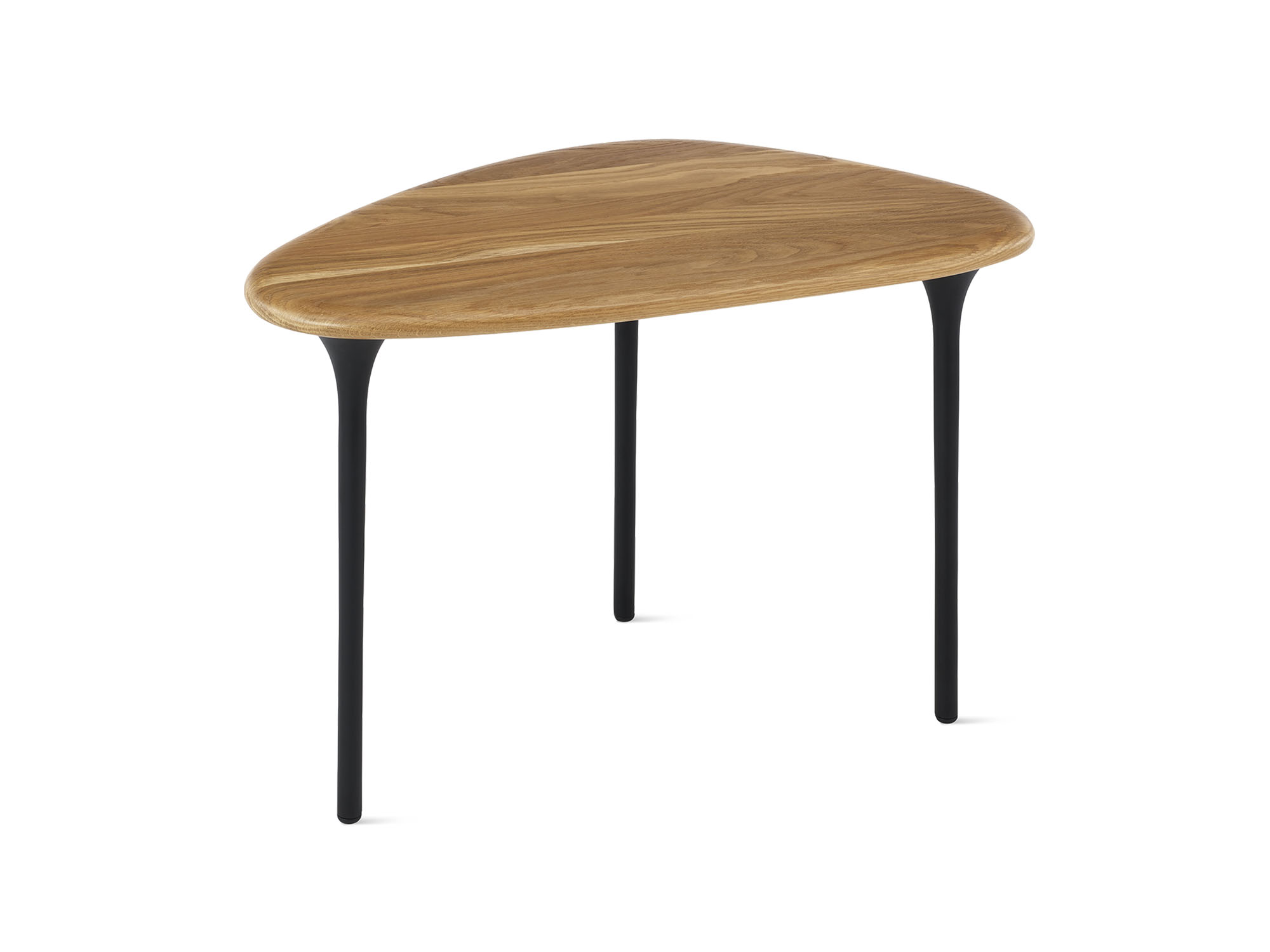 Front angle view of high oak topped accent table
