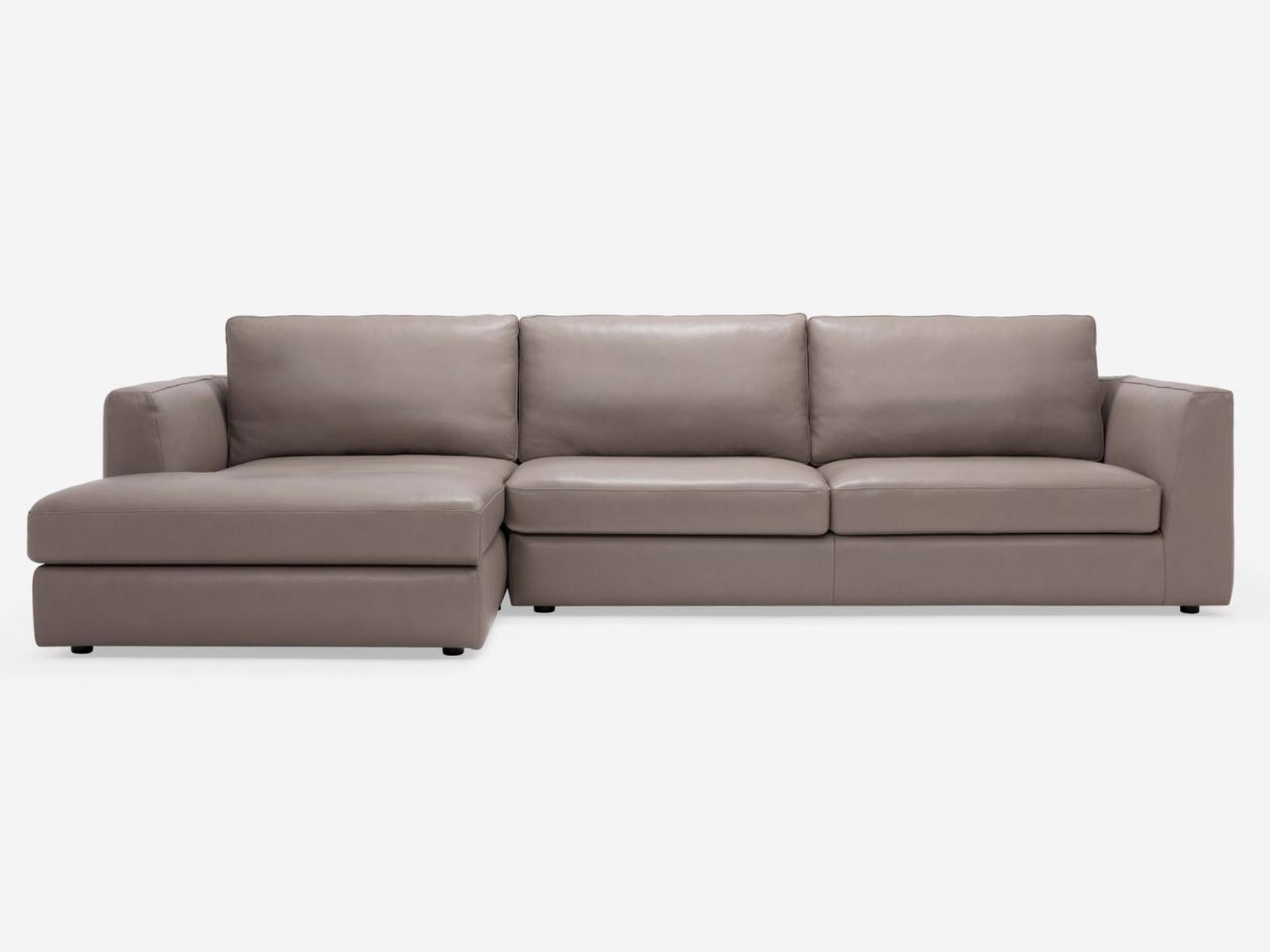 Left front view of the Cello modular sofa in beige leather