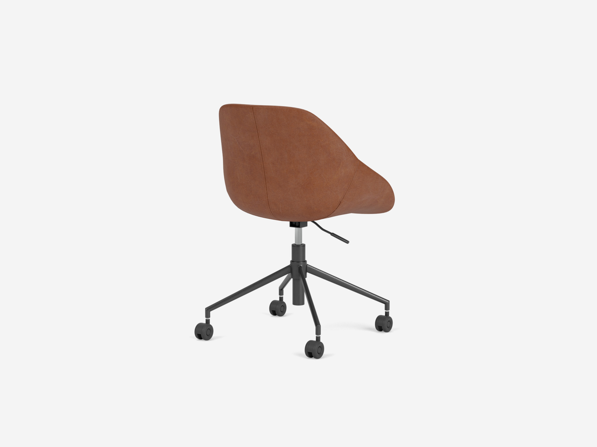 Back angled view of the modern office chair in brown leather