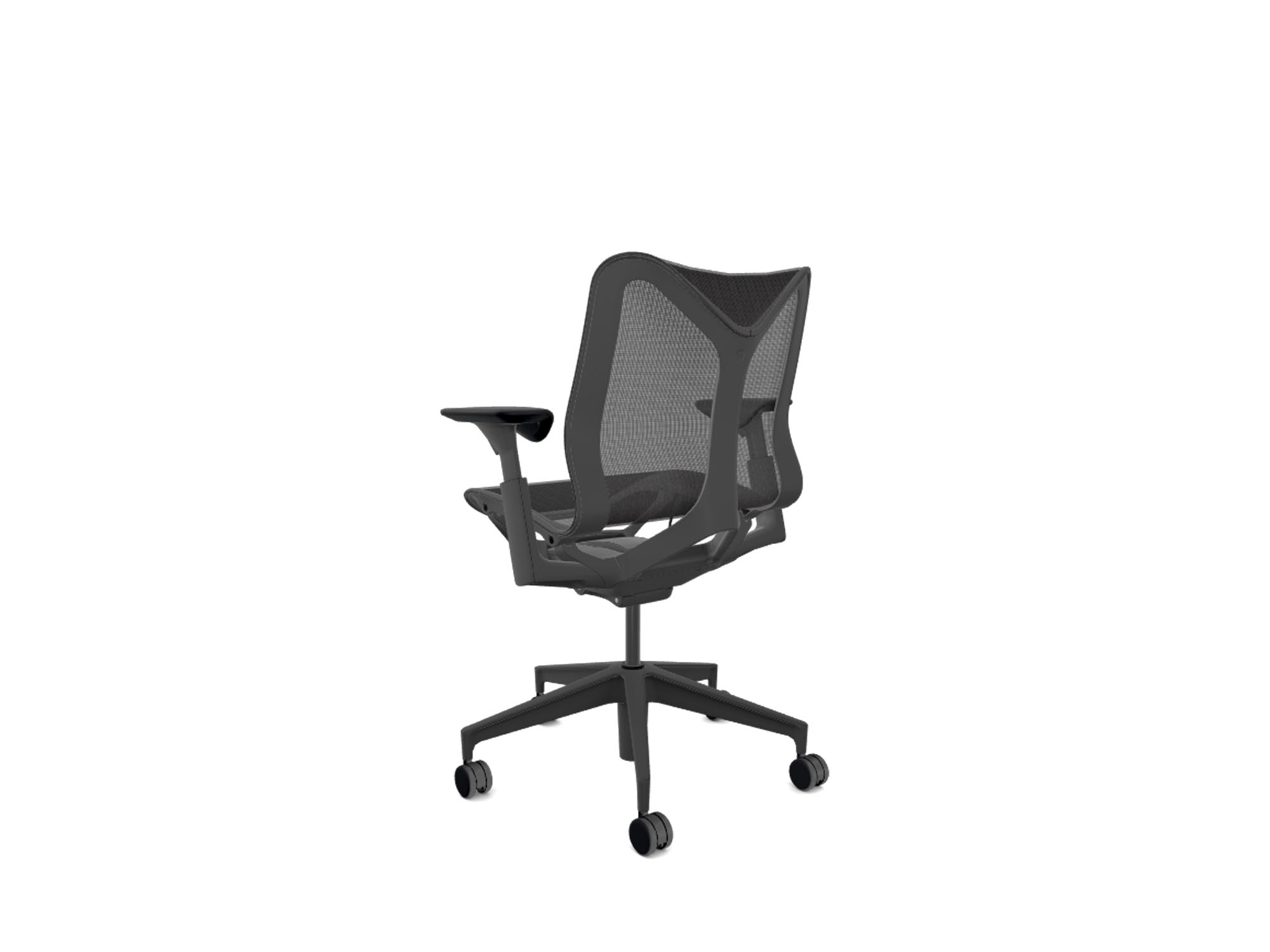 Low back adjustable arms black cosm ergonomic office chair back view