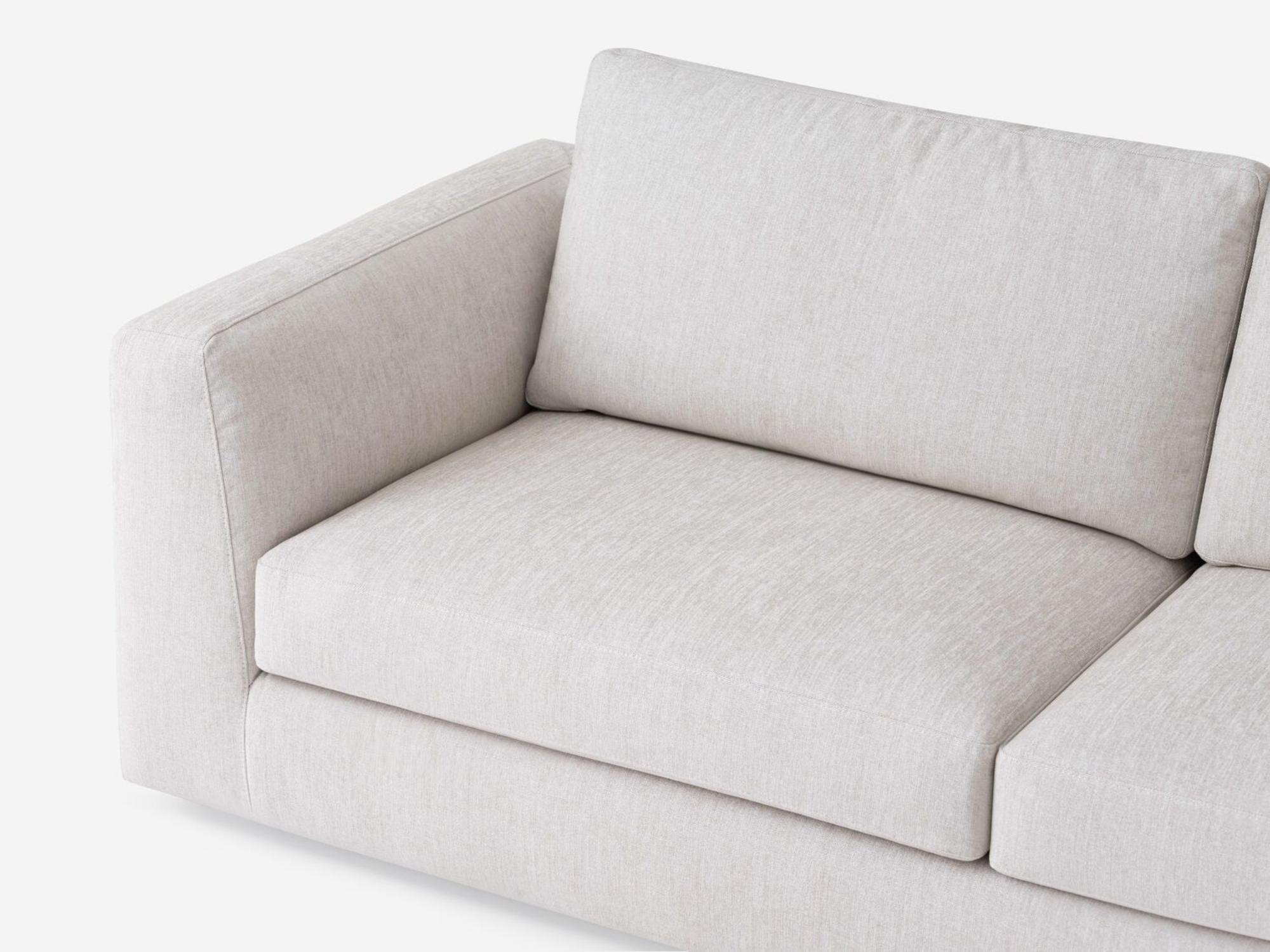 Detail seat view of the Cello modular sofa in white fabric