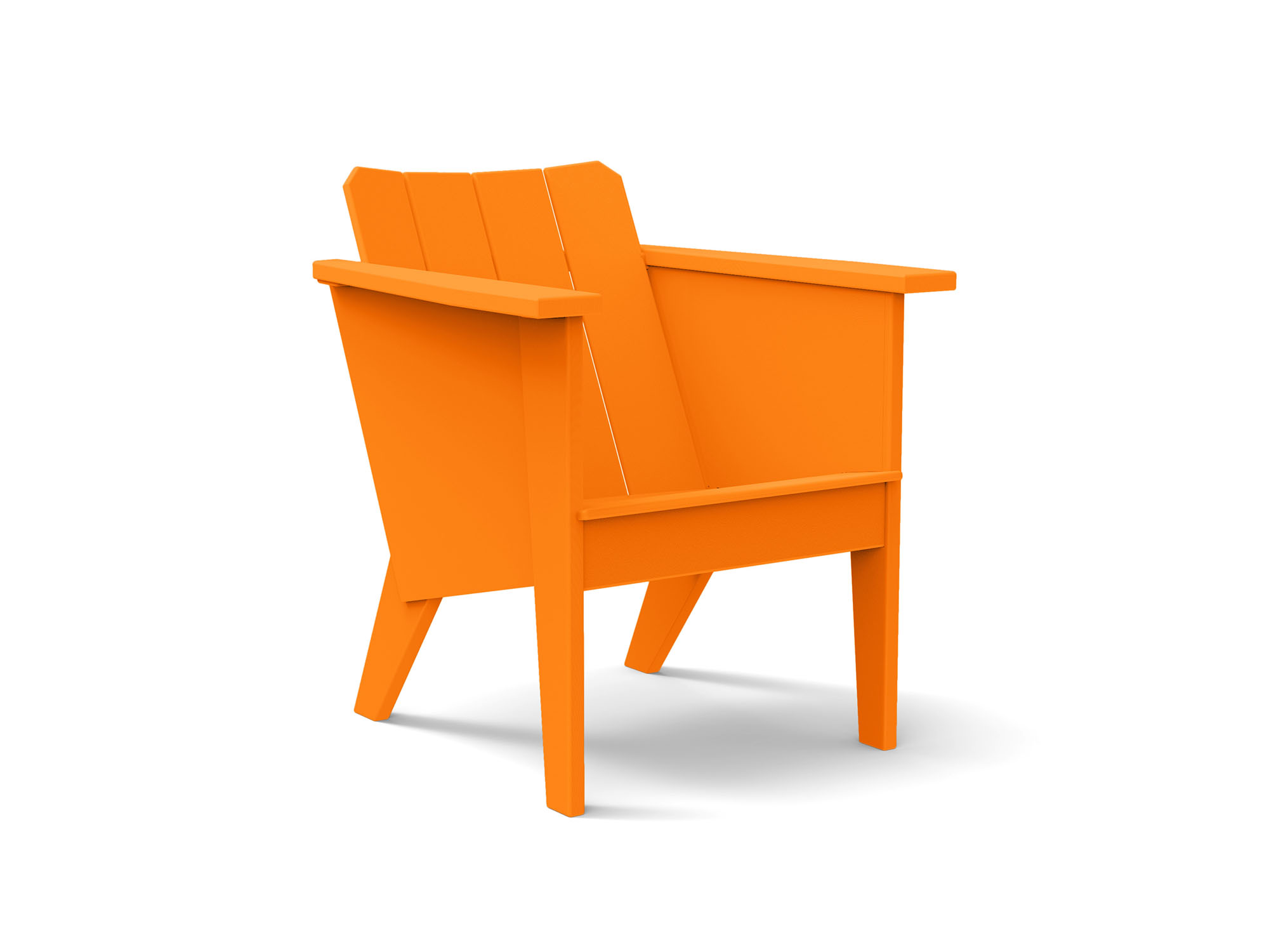 Vue de face de la chaise longue extérieure orange