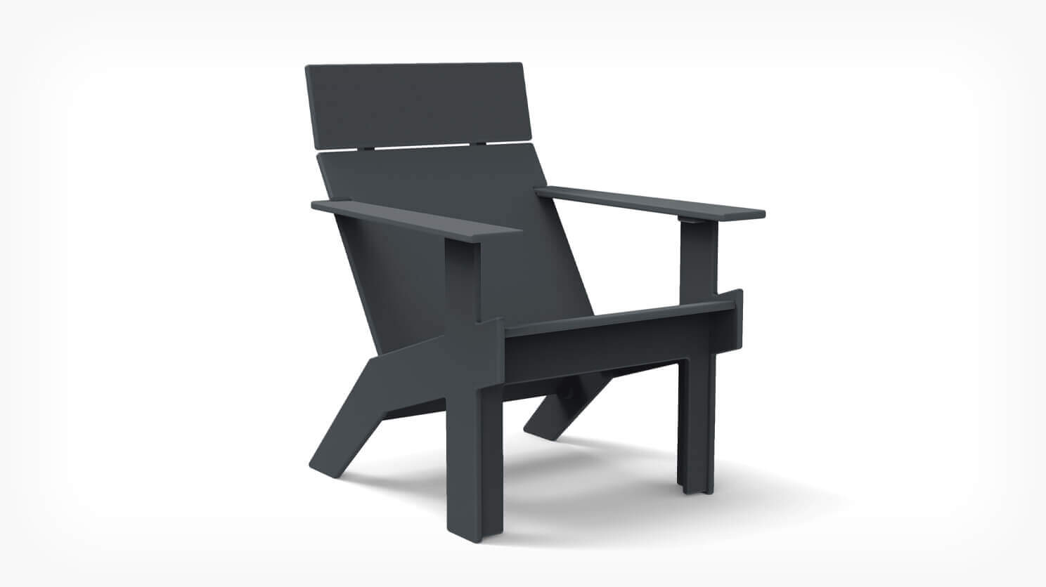 Outdoor lounge chair in grey recycled plastic front view