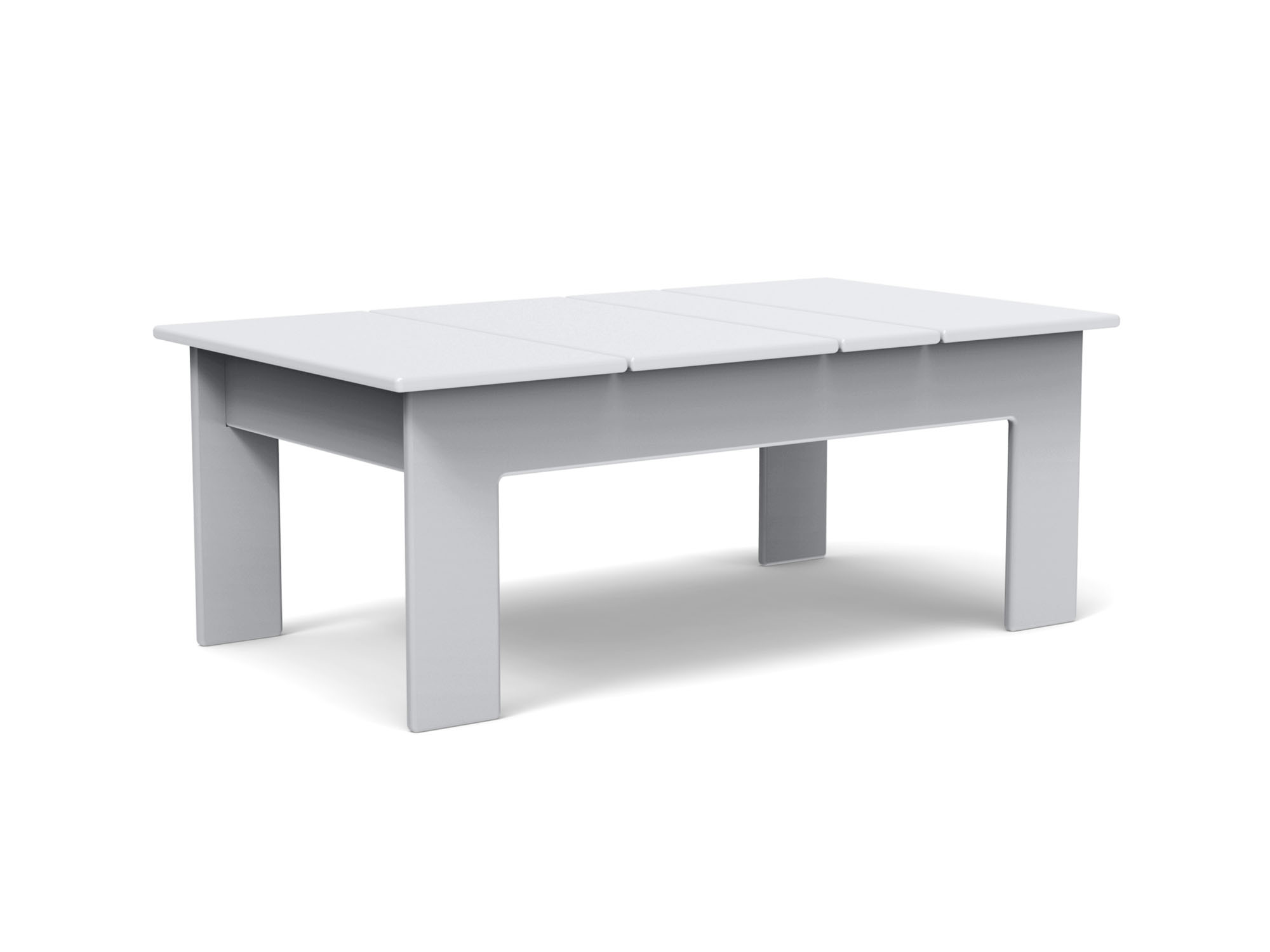 Front view of light grey outdoor coffee table