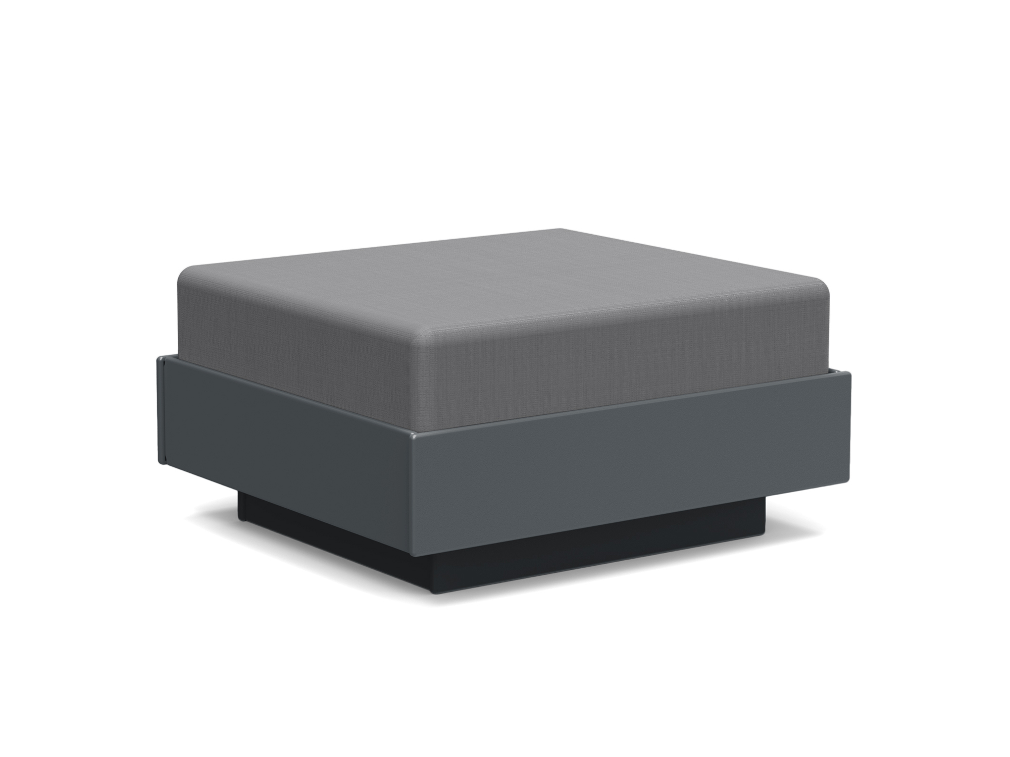 Vue d'angle avant du pouf d'extérieur gris foncé