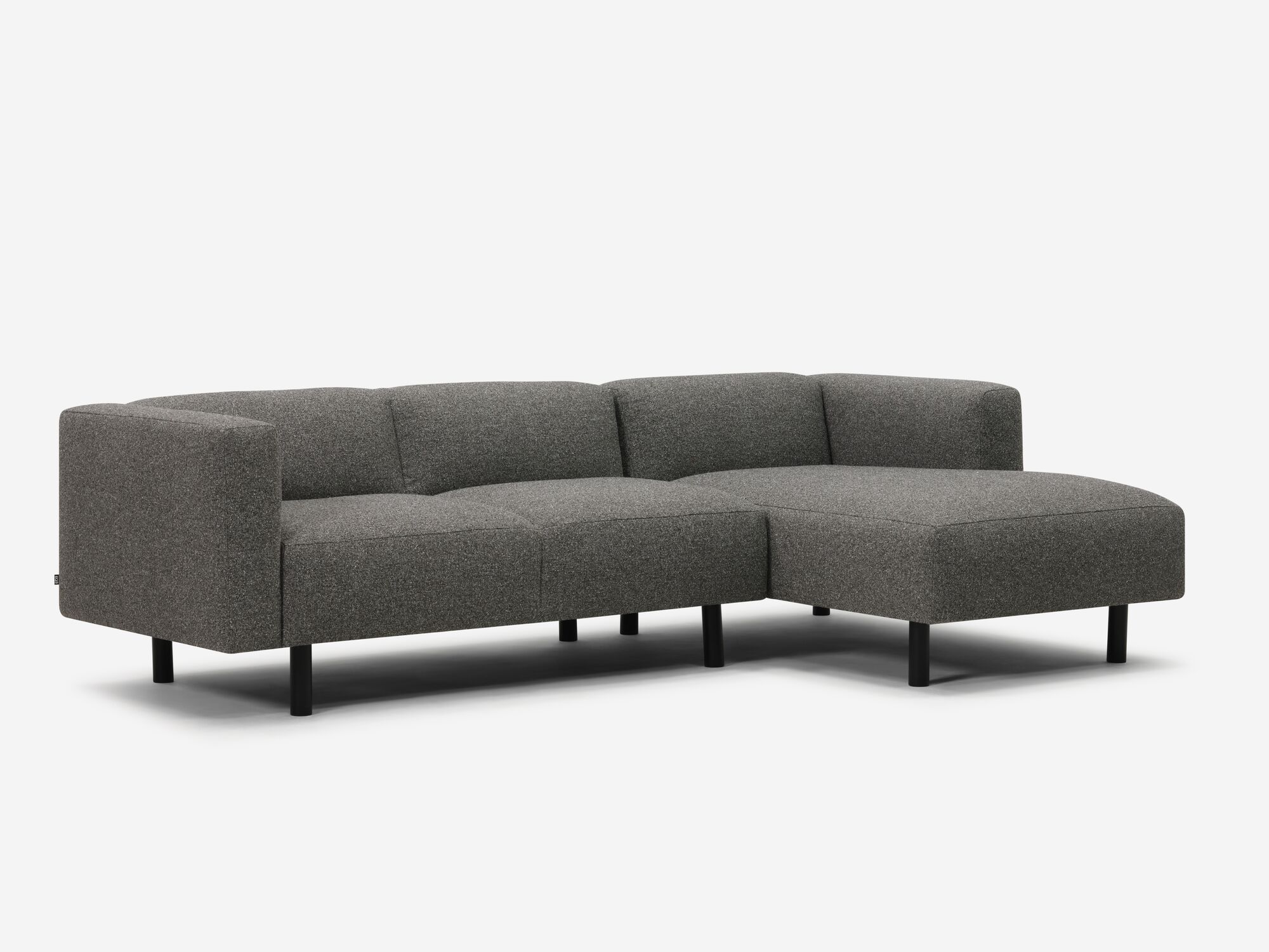 Front angle view of dark grey sectional