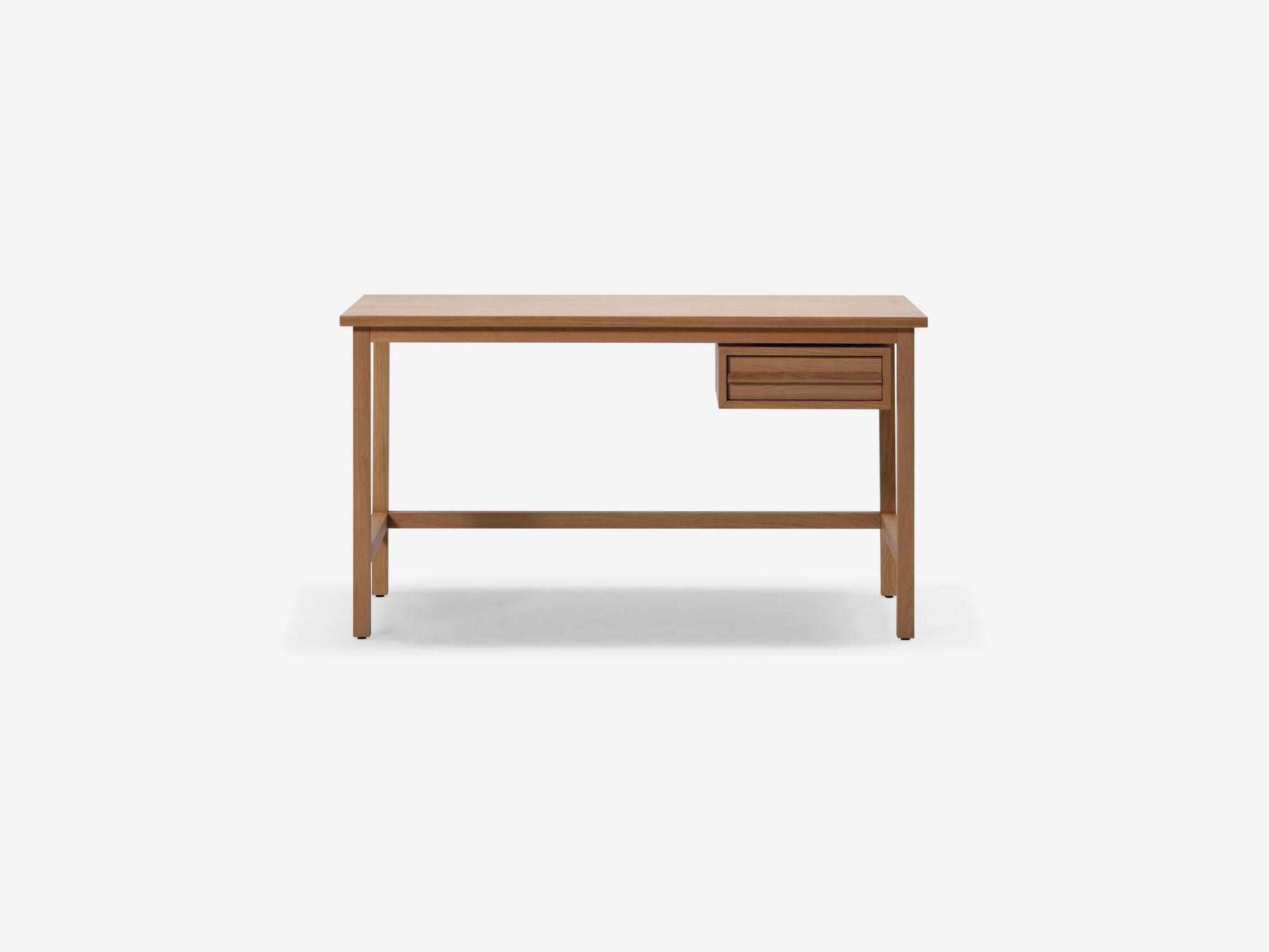 Oak desk with drawer front view