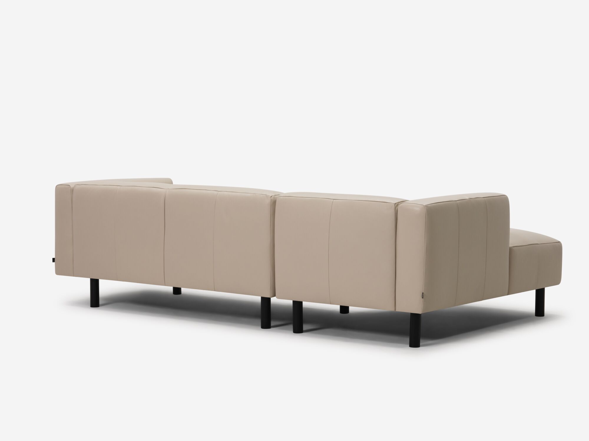 Beige leather sectional right back angle view