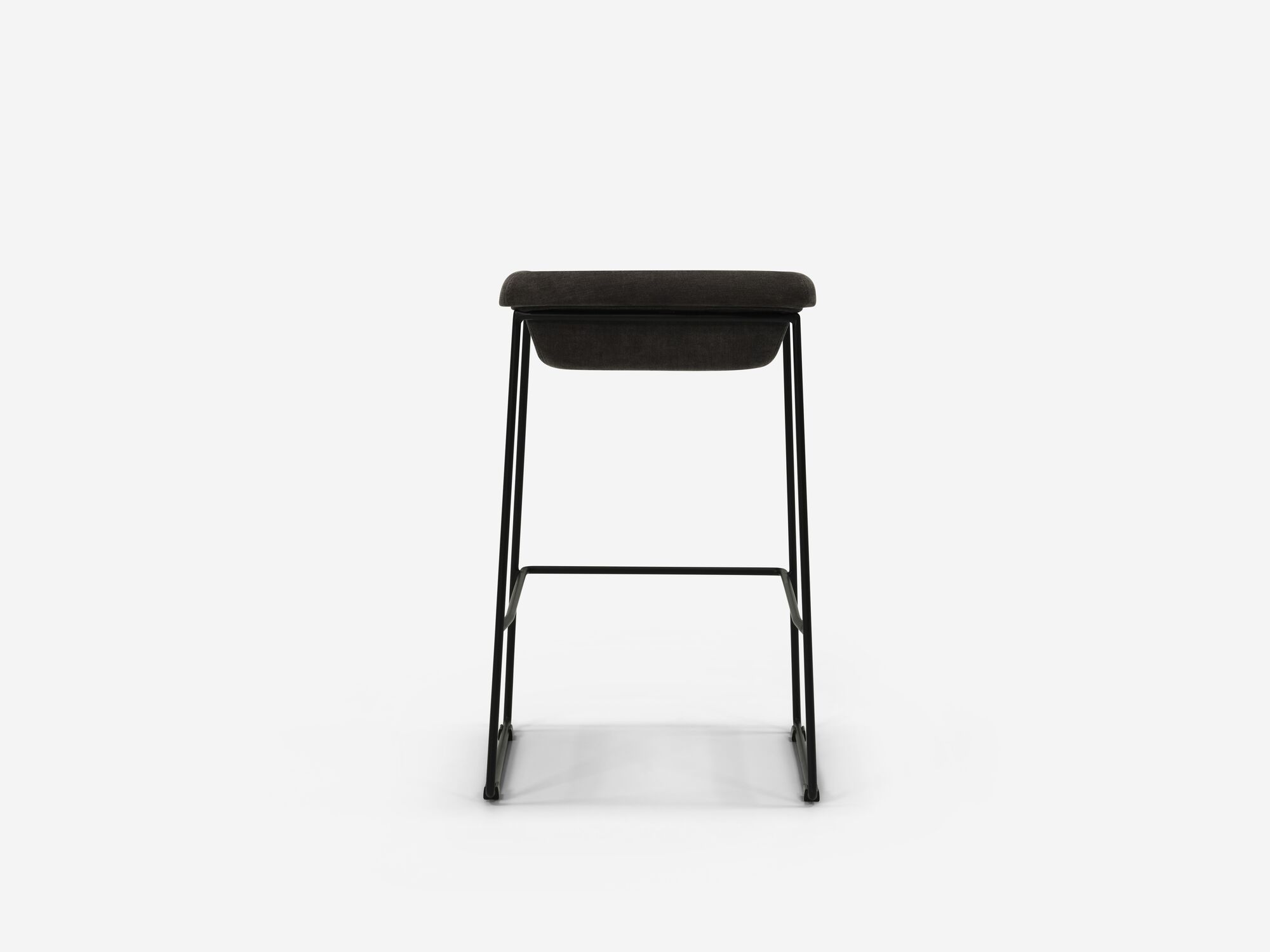 Back view of counter stool with black seat and black legs