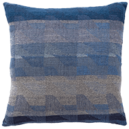 Blue patterned accent pillow front view