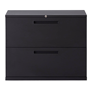 Front view of black office filing cabinet