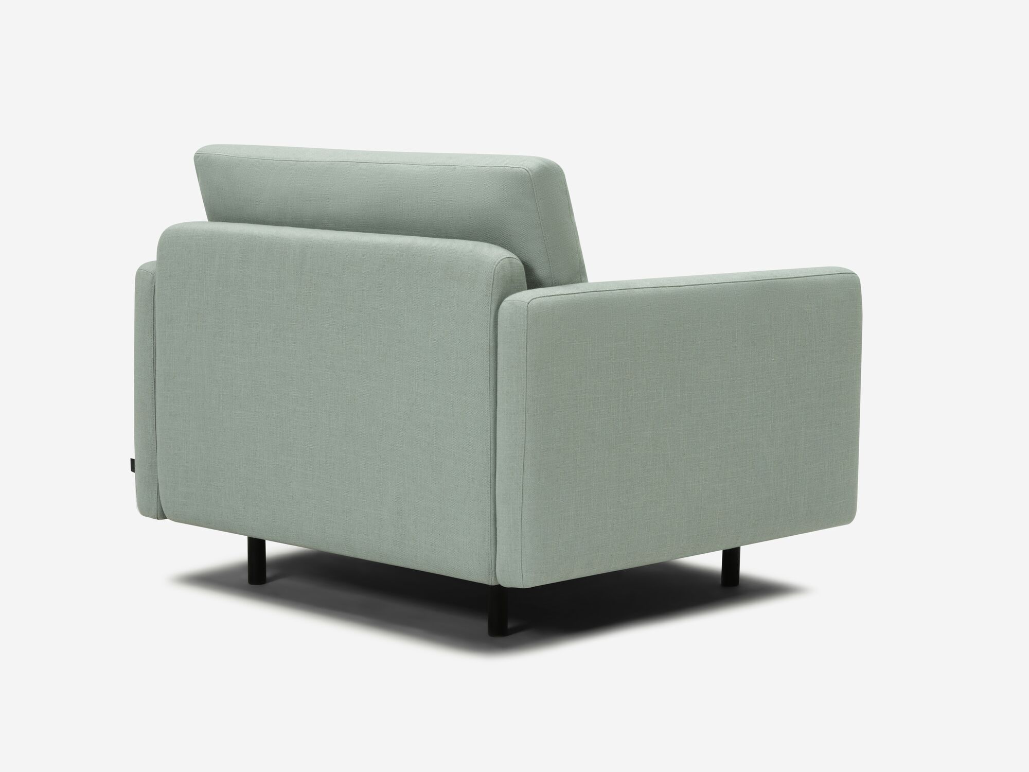 Teal armchair back angle view
