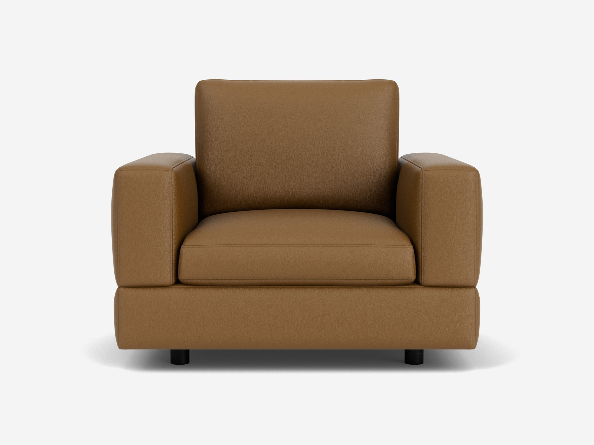 Brown leather armchair front view