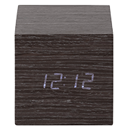 Wood patterned alarm clock front view