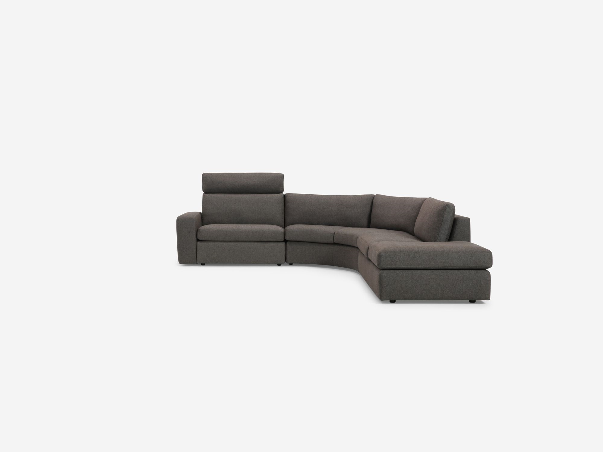 Charcoal right hand facing reclining sectional front view