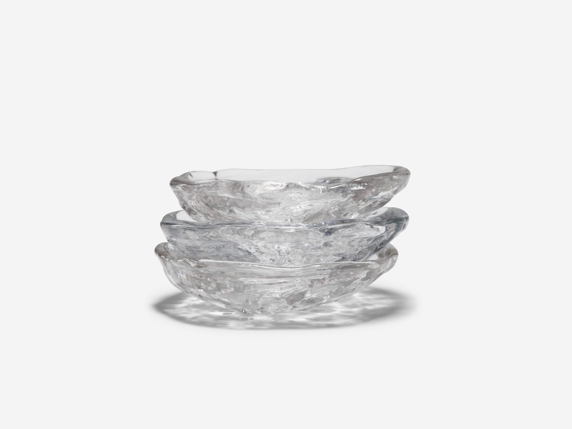 Medium glass bowls stacked front view