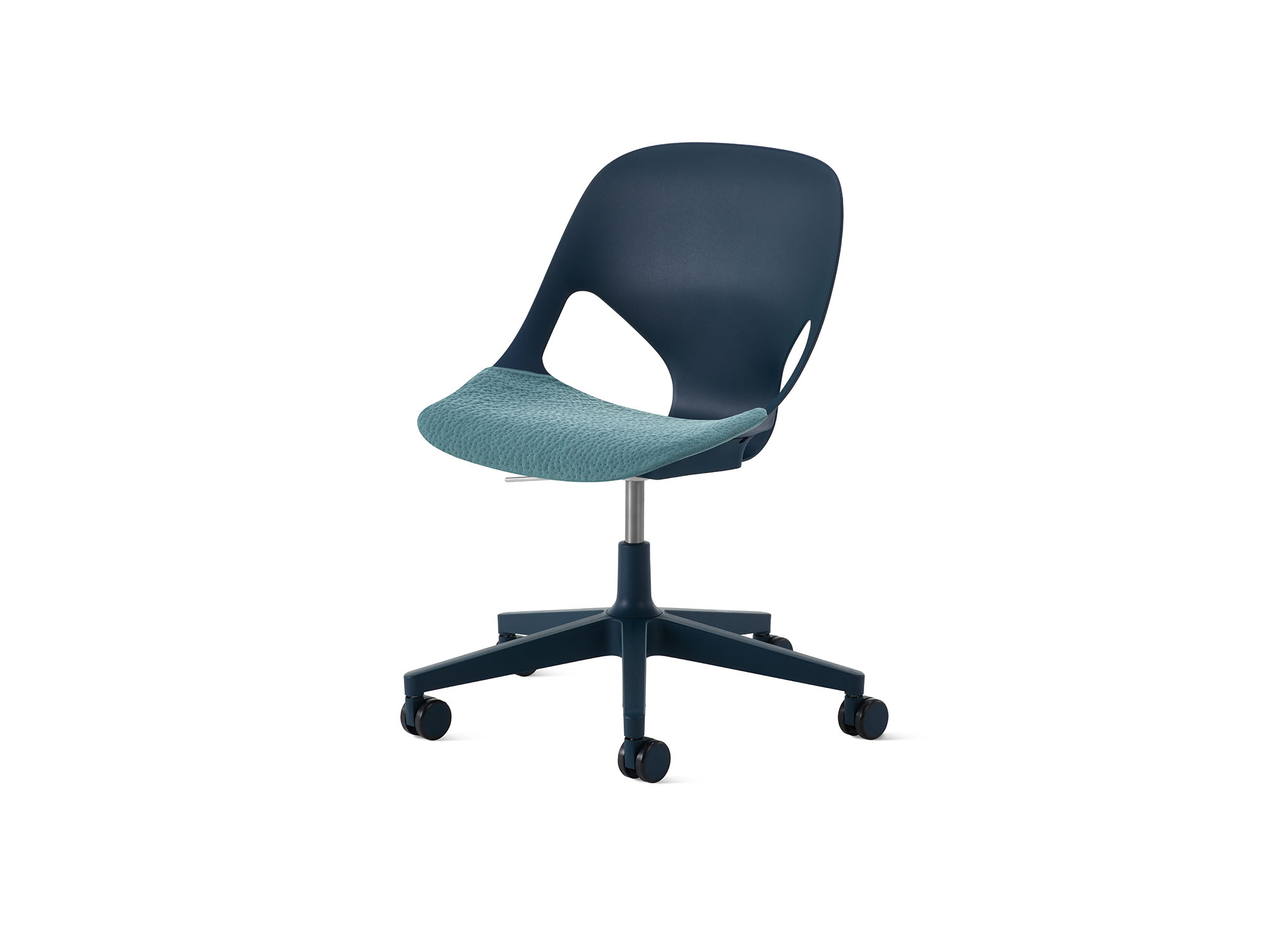 Nightfall Zeph Side Chair with glacier cushion front angle view