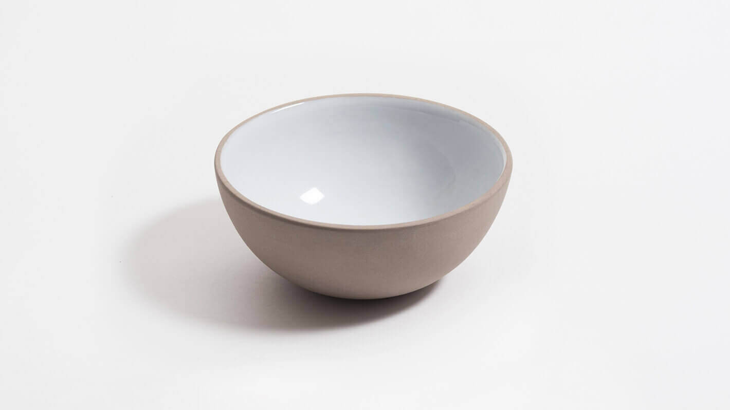 Top view of grey and white small stoneware bowl