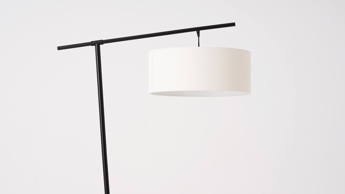 Detail view of the Conick cool floor lamp in black