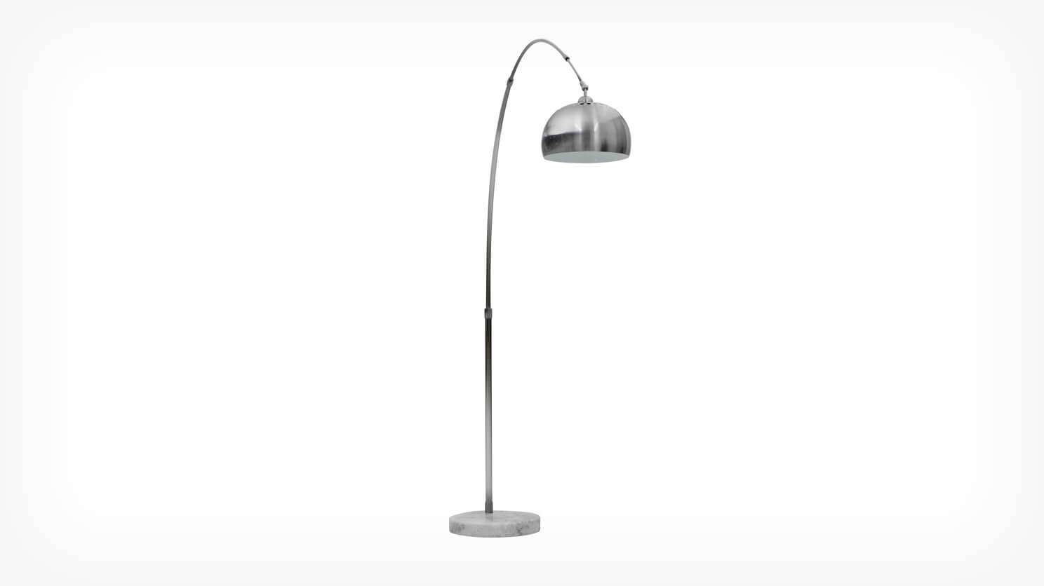 Side view of the modern Cast floor lamp in chrome