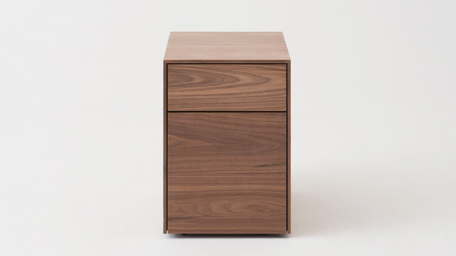 Walnut filing cabinet front view