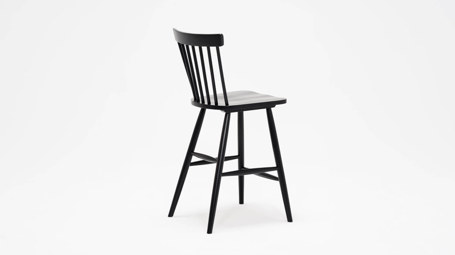 Angled view of the Lyla modern counter stool in black