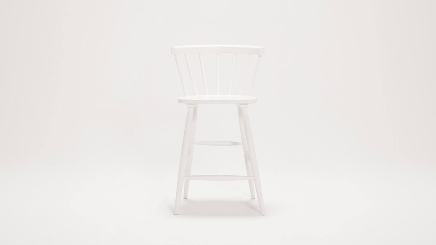 Front view of the Lyla modern arm counter stool in white