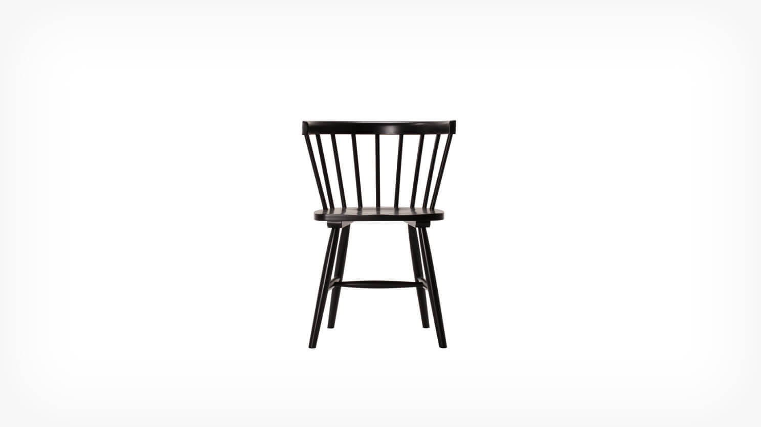 Front view of the Lyla dining room chair in black