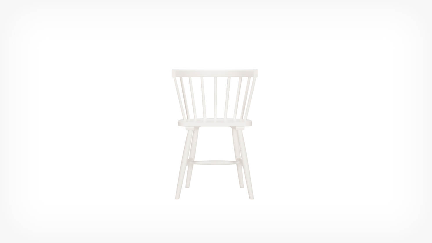 Front view of the Lyla mid century dining chair in white