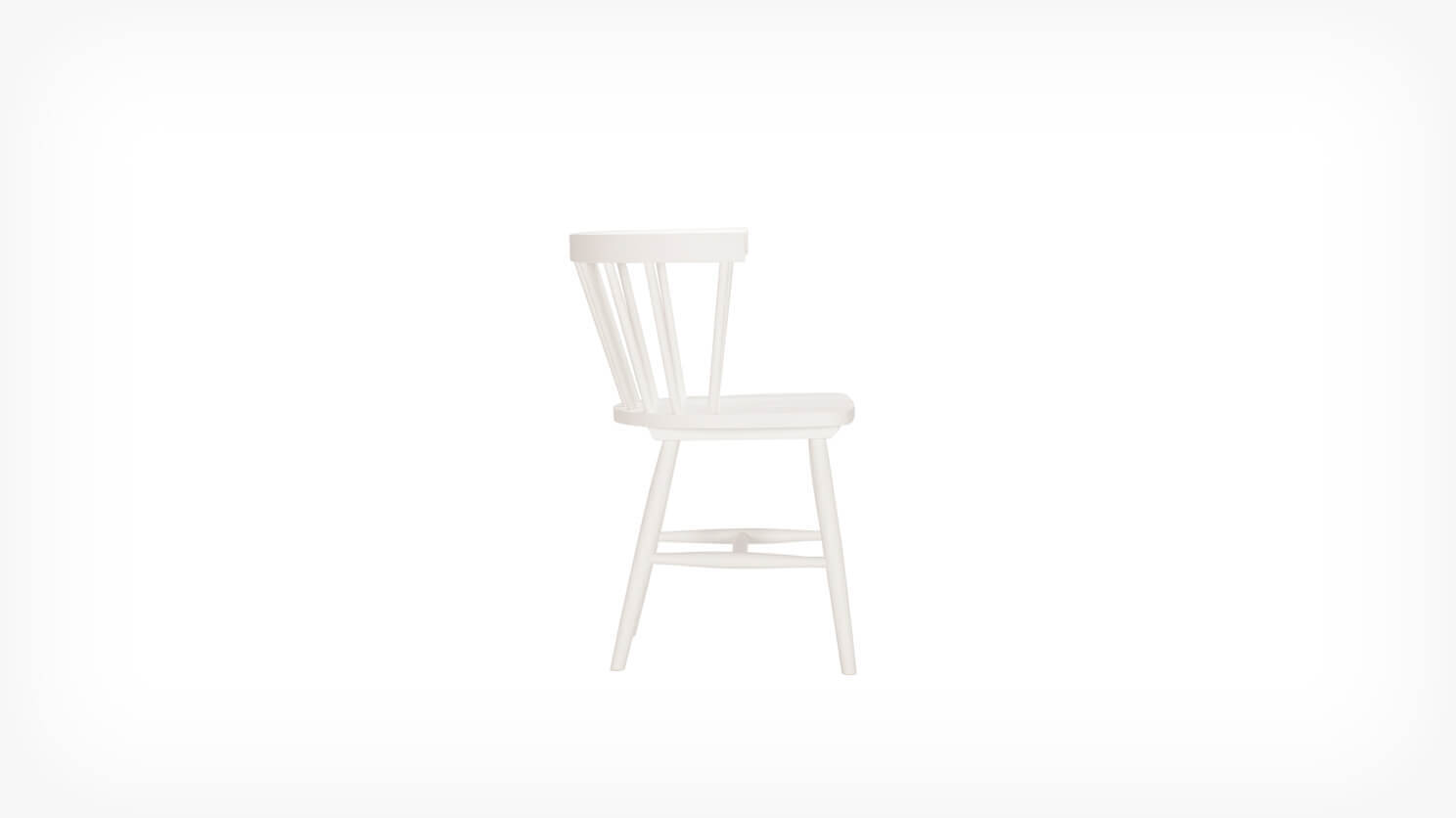 Side view of the Lyla mid century dining chair in white