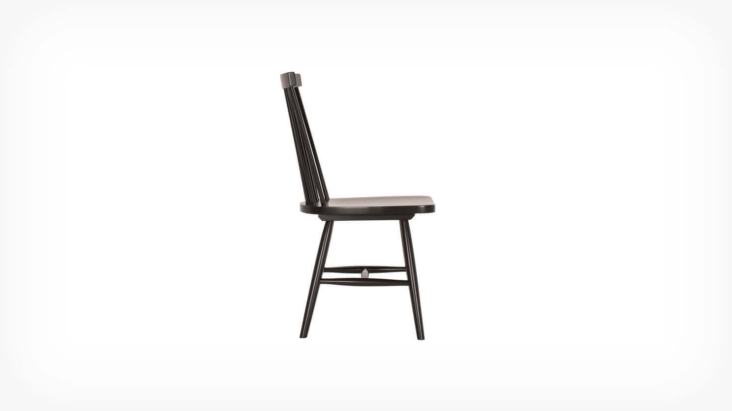 Side view of the Lyla modern side dining room chair in black