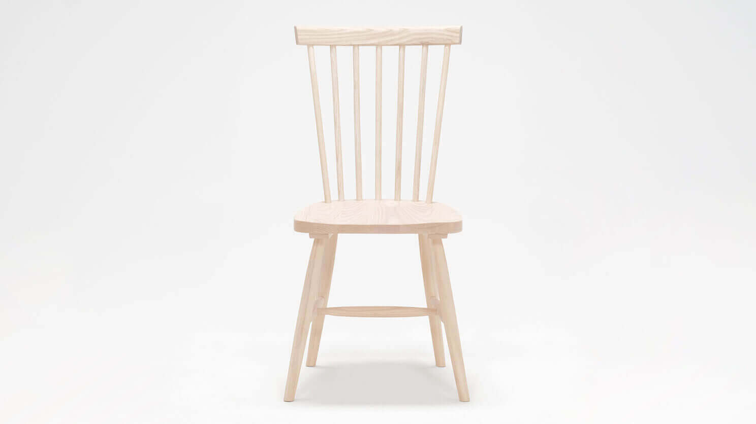 Front view of the Lyla modern side dining room chair in solid ash