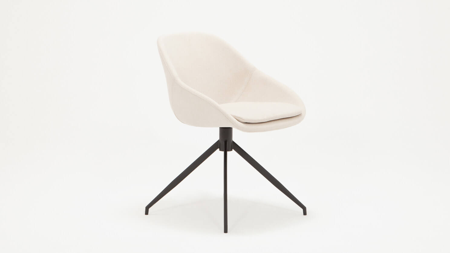 Front angled view of the Nixon upholstered dining chair in white fabric